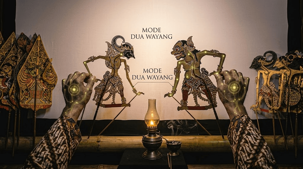 Mode Standar: Dua Wayang Dua Tangan
